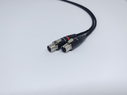 Dual 4 Pin Mini XLR Custom Headphone Cable | Black | Elemental