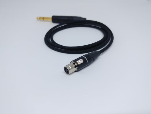 3 Pin Mini XLR Custom Headphone Cable | Black | Elemental