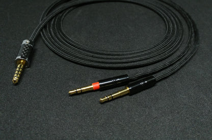 Dual 3.5mm extended plugs to 4.4mm TRRRS Pentaconn connector headphone cable.